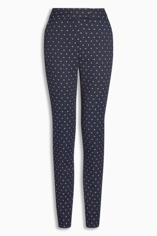 Navy Jacquard Taper Trousers